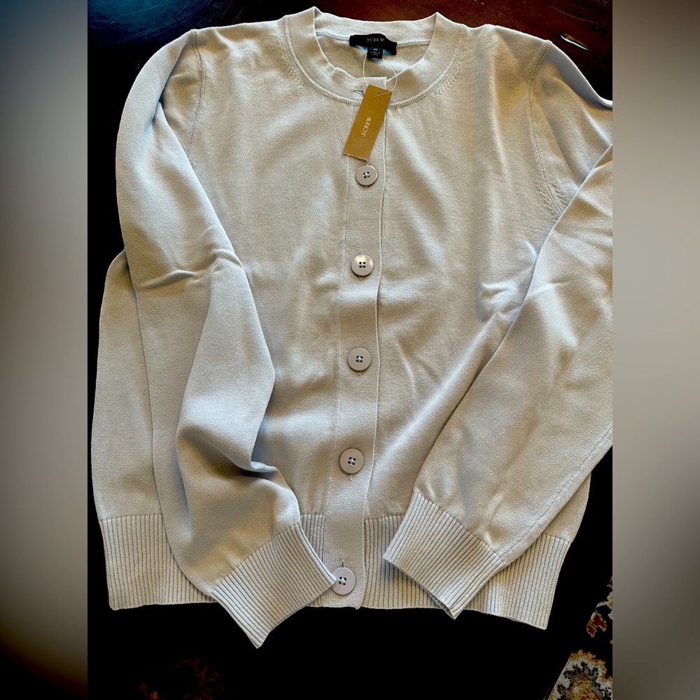 J. Crew Cardigan Cotton Crepe Light Blue